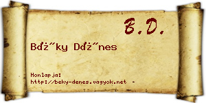 Béky Dénes névjegykártya